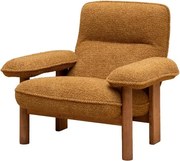 Fotoliu din stofa boucle si cadru din lemn masiv, design retro, 82,5×96×86,5 cm, „Biskit"