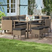 Set mobilier de grădină din ratan pe colț ALTEA - Maro
