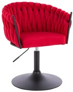 HR750N Scaun Roşu din Catifea cu Bază Neagră