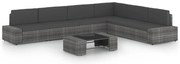 vidaXL Set mobilier de grădină cu perne, 7 piese, gri, poliratan