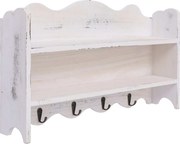 vidaXL Cuier de perete, alb, 50 x 10 x 30 cm, lemn