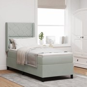 vidaXL Pat cu boxă spring LED și saltea Manual Gri deschis 80 x 200 cm