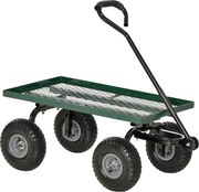 Outsunny Roabă de Grădină cu Mâner și 4 Roți Mari, Capacitate 150 kg, 94x48,5x100 cm, Verde | Aosom Romania