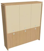 Dulap înalt Verno 188 x 46 x 210 cm, uși combinate, stejar deschis / vanilie