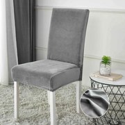 Set 6 huse pentru scaune, elastice si catifelate, culoare Gri