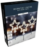 Iluminat exterior de Crăciun cu LED-uri Stea neon,set de 3 bucăți, înălțime 58 cm