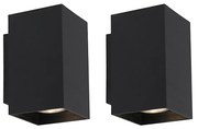 Set de 2 aplice moderne negre pătrate cu 2 lumini - Sandy