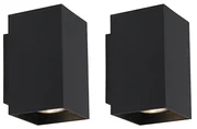 Set de 2 aplice moderne negre pătrate cu 2 lumini - Sandy