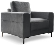 Fotoliu gri închis cu tapițerie din catifea reiată Lofty Lilly – Miuform