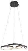 Lampă suspendată neagră incluzând LED cu dimmer în 3 trepte cu 3 lumini - Rondas