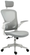 Scaun de birou ergonomic Vinsetto cu funcție de balans spătar înalt suport lombar suport pentru cap brațe pliabile acasă-birou Gri 65 x 64 x 114-122 cm | Aosom Romania