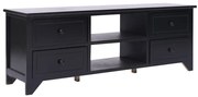 vidaXL Comodă TV, negru, 108x30x40 cm, lemn masiv de paulownia