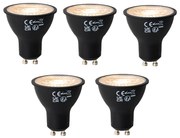 Set de 5 becuri LED GU10 cu 3 trepte de intensitate, negre, 6W, 430 lm, 2000 - 6000K
