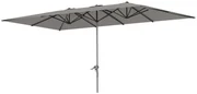 Outsunny Umbrelă Dublă de Grădină cu Manivelă și 12 Spițe din Aluminiu și Poliester, 4.5x2.6 m, Gri Închis | Aosom Romania