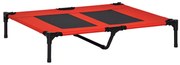 PawHut Pat pentru Câini Înălțat, Pat Mare Pentru Câini de Călătorie cu Greutate de Până la 30 kg, 91,5x76,2x18 cm, Roșu | Aosom Romania