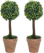 vidaXL Plante artificiale cimișir cu ghiveci 2 buc. verde 56 cm minge