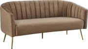 Canapea de design cu 3 locuri, ţesătură Velvet maro/gold crom-auriu, BAGY