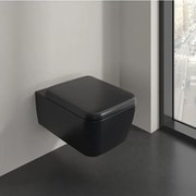 Set vas WC suspendat Villeroy&Boch Skyla Combi-Pack TwistFlush Rimless cu capac softclose negru Pure Black CeramicPlus