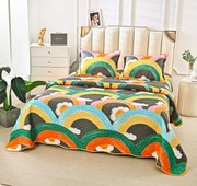 Cuvertura 3 Piese Din Bumbac Matlasat Cu Doua Fete - Curcubeu