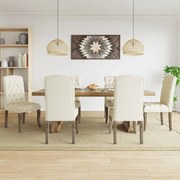 vidaXL Scaune de bucătărie, 6 buc., bej, textil cu aspect de pânză