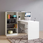 Birou cu biblioteca incorporata Andy, 120x75 cm, culoare alb, pal