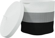 vidaXL Coș de depozitare cu capac, alb și negru, Ø40x35 cm bumbac