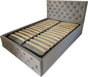 Pat tapitat Berlin cu somiera rabatabila si spatiu de depozitare, catifea crem , 180x200 cm 180 x 200, Crem