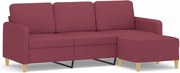 vidaXL Canapea cu 3 locuri și taburet, roșu vin, 180 cm, textil
