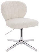 HR193CROSS Scaun Crem Boucle cu Bază Cromata