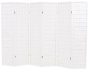 Paravan pliabil cu 6 panouri, stil japonez, 240x170 cm, Alb