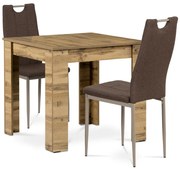 Set masă MDF cu 2 scaune maro, 80 x 80 x 75 cm,stejar Sonoma
