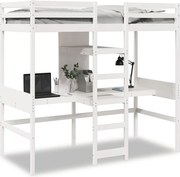 vidaXL Cadru pat supraetajat fără saltea alb 90x190 cm lemn masiv pin