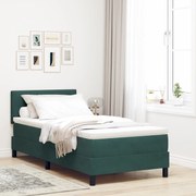 vidaXL Pat cu Arcuri și Saltea Verde închis 80 x 200 cm țesătură