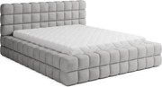 Pat matrimonial gri tapițat cu spațiu de depozitare cu somieră 140x200 cm Dizzle – ELTAP