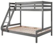 Pat pentru copii 140x200/90x200 cm gri supraetajat Pino - Vipack