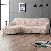 Huse bielastice UNIVERSO NOU bej cu dungi canapea cu otoman stânga (l. 170 - 300 cm)