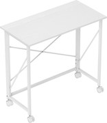 HOMCOM Masă pliantă pentru calculator 80 x 40 cm pe roți pentru birou de acasă, dormitor, spații mici, alb | Aosom Romania