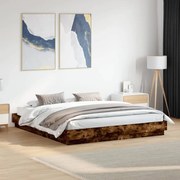 vidaXL Cadru de pat, stejar fumuriu, 200x200 cm, lemn prelucrat