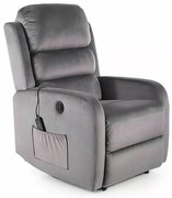 Fotoliu recliner cu functie de masaj Pegaz M velvet gri Blu14