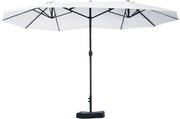 Outsunny Umbrelă Dublă cu 12 Spițe, Bază în Cruce și Manivelă, din Oțel și Poliester, 455x265x238 cm, Bej | Aosom Romania