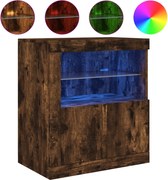 vidaXL Servantă cu lumini LED, stejar fumuriu, 60,5x37x67 cm