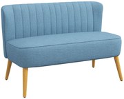 HOMCOM Canapea de 2 locuri în stil retro, captuseală moale, husă ușor de întreținut, până la 150 kg, 117 x 56,5 x 77 cm, Albastru | Aosom Romania