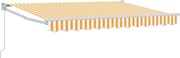 vidaXL Copertină retractabilă manuală Galben și alb 2,5 x 2 m