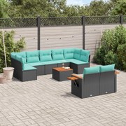 vidaXL Set canapele de grădină cu perne, 10 piese, negru, poliratan
