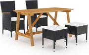 vidaXL Set mobilier de grădină, 5 piese, negru