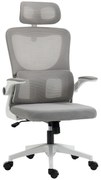 Vinsetto Scaun Ergonomic de Birou, Tetieră Reglabilă, Suport Lombar, 70x66x120-128 cm, Gri | Aosom Romania