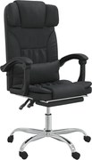 vidaXL Fotoliu de birou rabatabil cu masaj, negru, piele ecologică