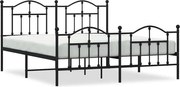 vidaXL Cadru pat fără saltea, cu tăblie picioare negru 160x200cm metal