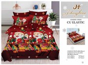 Set Lenjerie De Pat Craciun, Cu elastic, 6 Piese Pat 2 Persoane, Christmas Collection