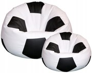 ShopJK Fotoliu puf minge de fotbal cu suport pentru picioare alb negru